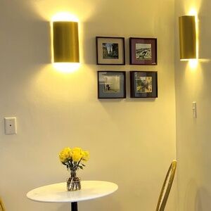 Ron Rezek 1990s Post Modern Brass Wall Light Sconces